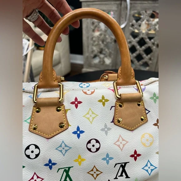 💙🩷Louis Vuitton x Takashi💚💜 White Multicolor Monogram Speedy 30 - Picture 3 of 11